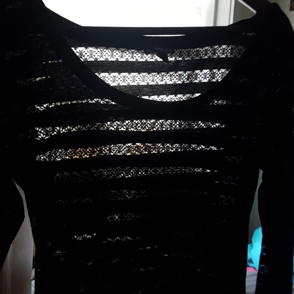 Lace part see through top